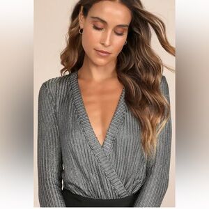 Lulu's Silver Wrap Bodysuit